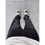 High Street Hip Hop Trousers, Trendy Brand Cool and Handsome Jacquard Full Print Jeans for Men, American Style Vibe Straight Leg Pants
