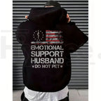 "Emotional Support Husband" – USA Flag Motif Graphic Apparel