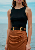 Double Buckle Western Waist Belt for Women