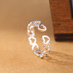 925 Sterling Silver Heart Adjustable Rings For Women Engagement Wedding Luxury Jewelry Accessories Jewellery