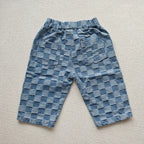 2026 Spring New 1-5Y Children Jeans Boys Denim Pants Mid Waist Girls Trousers Fashion Kids Plaid Pants