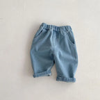2026 Spring New 1-5Y Children Jeans Boys Denim Pants Mid Waist Girls Trousers Fashion Kids Plaid Pants