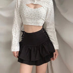 Streetwear Mall Goth Skirt Women Harajuku Y2k E-girl High Waist Bandage Mini Skirt Dark Gothic Punk Emo Alt Club Wear