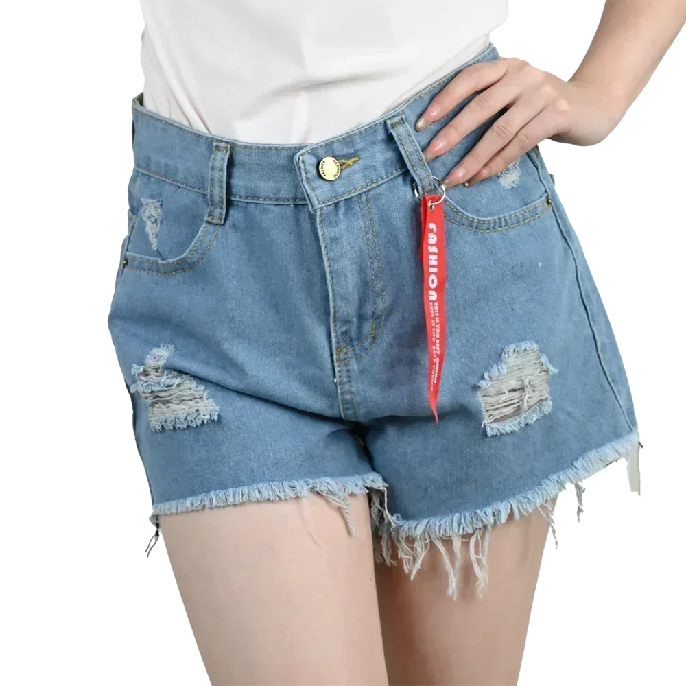 3pcs Women's High Waist Denim Shorts 2025 Summer Black Blue White Hot Pants Ripped Jeans Shorts Woman Short Trousers Streetwear