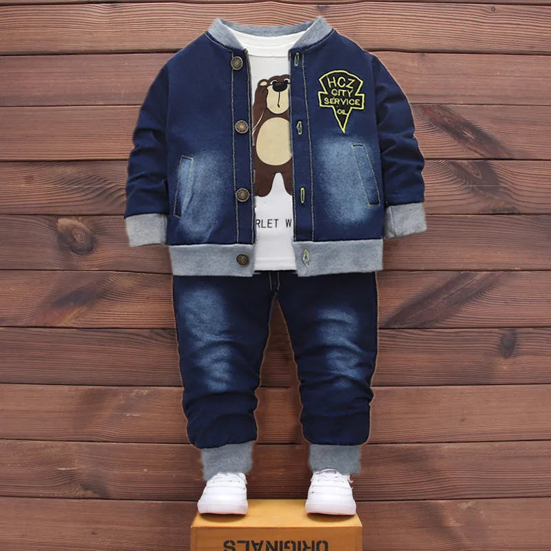 Boys Clothing Sets New Kids Cotton Suit Autumn Long - sleeved Three piece jacket+jeans+t-shirt fashion casual children Sets