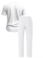 Men's Full Size Casual Button Up Short Sleeve Shirt and Pants Set Plus Size