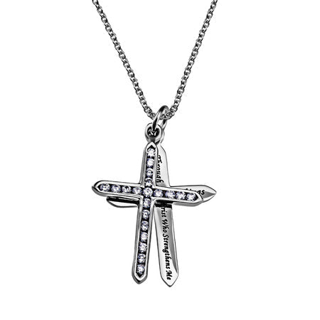 CZ Twin Cross Necklace