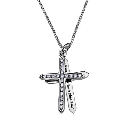 CZ Twin Cross Necklace