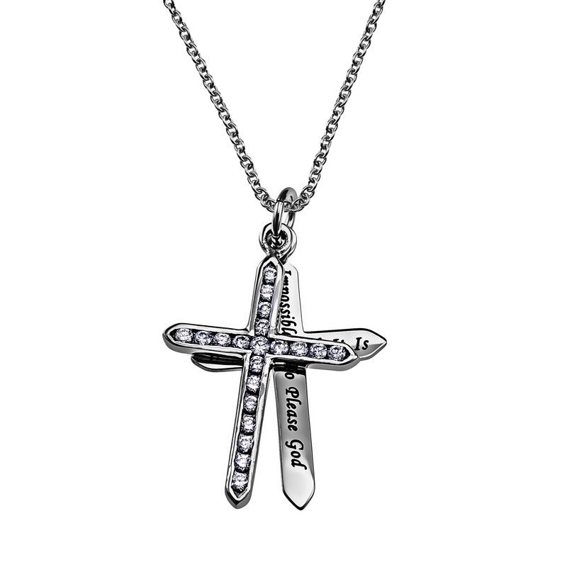 CZ Twin Cross Necklace