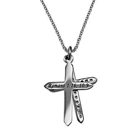 CZ Twin Cross Necklace