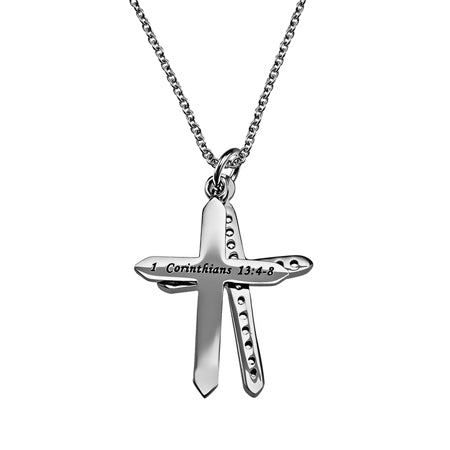 CZ Twin Cross Necklace
