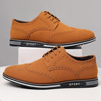 Fashionable men's white sole widened carved leather shoes for men