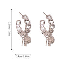 Silver Curb Chain Hoop Cross Earrings Modern Design for Women Girls Cross of Jesus Christian Jewelry jewellery