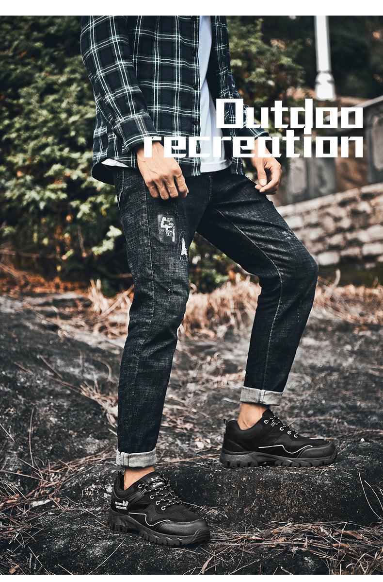 Popular Outdoor Casual Shoes Hiking Men High Quality Sneakers Mountain Climbing Work Footwear Hiking Shoes Low Cut Boots Leather Walking Shoes For Outdoor Training Casual Work