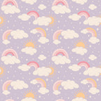 Lavender Rainbows and Clouds Ruffle Baby Footie